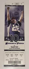 1/3/10 2009 Brett Favre Start #285 Minnesota Vikings New York Giants Ticket Stub