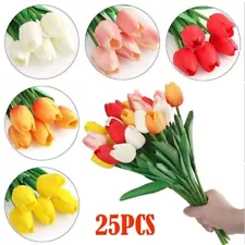 25PCS Artificial Tulip Flowers Fake Flower Bouquet for Wedding Party Home Decor