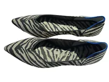 ROTHY’S The Point Gray Zebra Animal Print Pointed Ballet Comfort Shoes Size 10.5