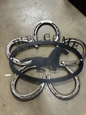 12”x13” Horseshoes metal horse Welcome Wall Plaque Sign Western Rustic