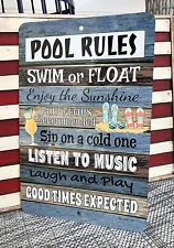 Pool Rules Metal Sign Sayings Rustproof Outdoor Poolside Decor by Dyenamic Art