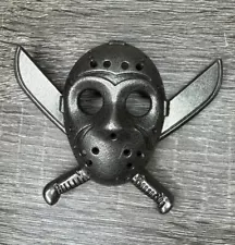 Friday The 13th Jason Mask with Crossed Knives Enamel Metal Belt Buckle