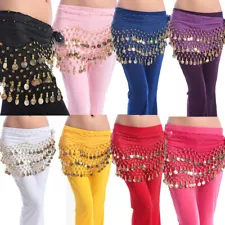 Womens Belly Dance Hip Skirt Scarf Wrap Belt Hipscarf Gold/Silver Coins US FAST