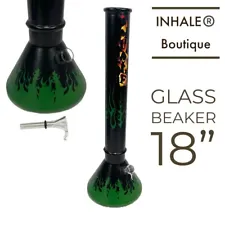 18” Heavy Duty Soft Glass Smoking Water Pipe INHALE®️/ Pull Stem Glass On Glass