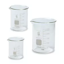 Glass Beaker Set - 3 Sizes - 50, 100 and 250ml, Karter Scientific 214T2