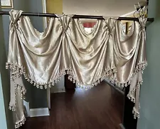 Croscill Home Gold Victory Valance Waterfall w/ Tassels With Beads