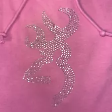 Browning For Her Womens Pink Bling Rhinestone Buckmark Logo Sweatshirt Hoodie XL