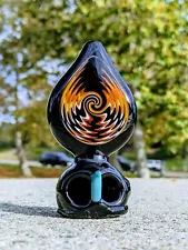 4" Dual Bowl Owl Flaming Wig Wag Premium Quality Glass Tobacco Smoking Hand Pipe