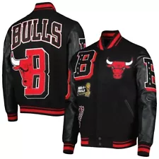 Men’s Black Standard Chicago Bulls Mash Up Varsity Jacket Size Available