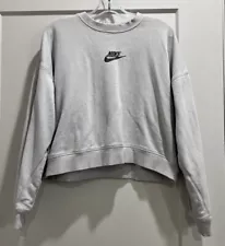 Nike Womens Medium White Long-Sleeve Crew Neck Cropped Vented Sweatshirt