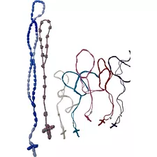 Lot of 7 Catholic Cord Rosary Necklace Bracelet Knotted Rope Rosary