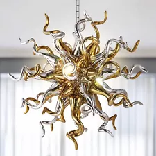 Glass Chandeliers Ceiling Light Gold Silver Art Deco Chandelier for Dining Room