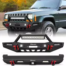 Front Or Rear Bumper Winch Mount Plate Set For 1984-2001 Jeep Cherokee XJ Black