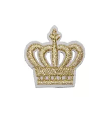 Gold Crown Iron / Sew On Embroidered Patch Royal royalty Badge Embroidery