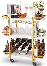 Gold/Black Bar Cart with 2/3 Tiers for Stylish Storage Home Bar Serving Cart