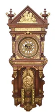 46" Highly Brass Decorated Ansonia "Antique Hanging" 2 Weight Driven Wall Clock