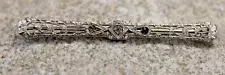 ART DECO Filigree RHINESTONE Bar Style Authentic Vintage BROOCH Pin *SALE $1 Shi