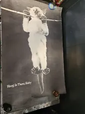 VINTAGE HANG IN THERE, BABY CAT BLACK & WHITE POSTER