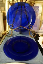 2 COBALT BLUE Dinner Plates 11.5" No Chips No Cracks Beautiful