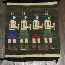 Antique Native American Navajo Indian Handmade Yei Weaving Rug c.1920s