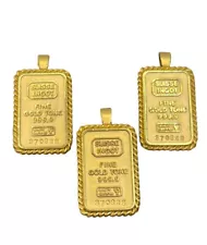 SUISSE INGOT fake gold tone gold bullion bar pendant for necklace set of 3