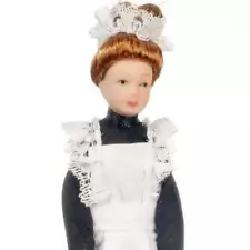 SALE Lady Doll Dressed Maid G7616 Porcelain Black/White Dollhouse Miniature