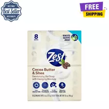 Zest Cocoa Butter & Shea Bar Soap, for All Skin Types, 4 oz, 8 Bars, Scented