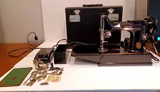 Vintage Singer Portable Electric Sewing Machine 221-1 with Instructions Cabinet