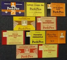 Lot of 10 Different PORTH PIES Diner Store Display Signs 1930's-1940's Milwaukee