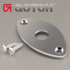 NEW Gotoh JCB-2 Oval Curved Footbal Style Jack Plate for Guitar - NICKEL