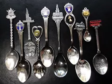 Estate Sale ~ Vintage Travel Souvenir Spoons ~ 10 Spoons