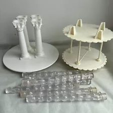 Lot Wilton Cake Decorating Pillars Bases Wedding Columns plastic Hong Kong Vtg