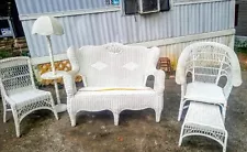 Vintage Rattan Wicker White Indoor Outdoor Furniture Chairs