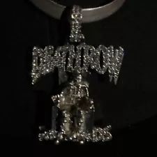 Deathrow Records Pendant Immatation Stoneswhite W/ Silver Tone Nice.