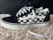 Vans Women’s Primary Check Black White Checkerboard Shoes Size 6