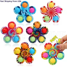 6 pack Pop Fidget Spinners Toy Pack, Pop Spinner Set Tie Dye Push Bubble Kids