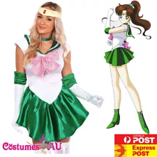 Ladies Sailor Moon Jupiter Costume Anime Green Cosplay Japanese Fancy Dress