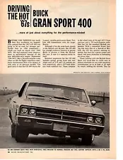 1967 BUICK GRAN SPORT 400 ~ ORIGINAL 2-PAGE NEW CAR PREVIEW ARTICLE / AD