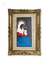 Antique Religious African American Folk Art Madonna & Infant Black Americana