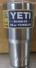 YETI Rambler 30oz Stainless Steel Vacuum Insulated Tumbler NEW! COLOR STAINLESS!