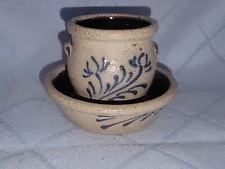 Miniature Rowe Pottery Crock With Matching Bowl