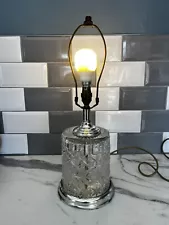 Vintage Floral Cut Crystal Glass Table Lamp