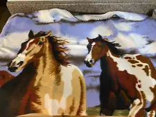 Fleece Blanket/Throw Horse Themed 49" x 60" Double Sided