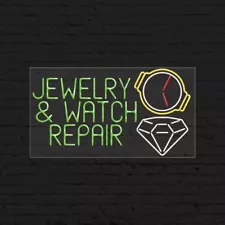 Jewelry & Watch Repair Sign for Business | LED Flex Neon | 37"W x 20"H x 1"D