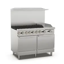 New Commercial Gas Range Stove with Oven 12'' Griddle 6 Burners For Restaurant