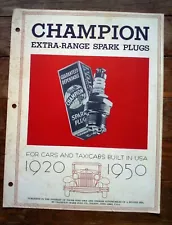 1920 - 1950 Champion Extra-Range Spark Plugs For Cars & Taxicab Sales Brochure