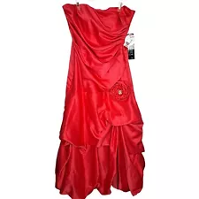 Strapless Formal Gown Dress Red Prom Bridesmaid Masquerade Plus Ball Size 18