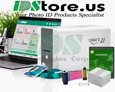 New IDP Smart-21S Single Side Photo ID Card Printer Bundle P/N 653311K