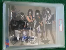 KISS HAND SIGNED 8x10 COLOR GROUP PHOTO PAUL+GENE+ERIC+TOMMY PSA SLABBED