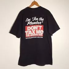 Vtg John McCain Shirt Joe the Plumber Don't TAX Me for Working Hard Black LARGE